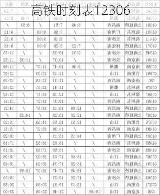 高铁时刻表12306