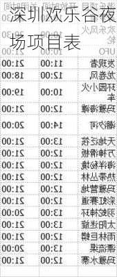 深圳欢乐谷夜场项目表