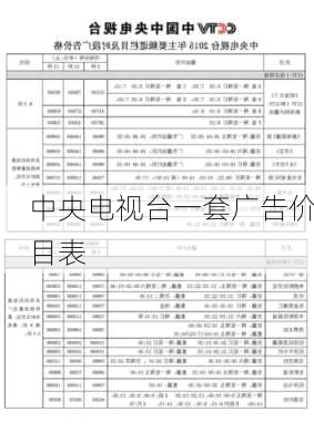 中央电视台一套广告价目表