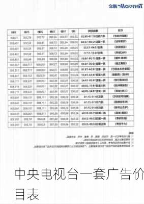 中央电视台一套广告价目表