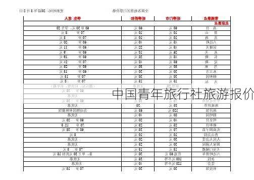 中国青年旅行社旅游报价