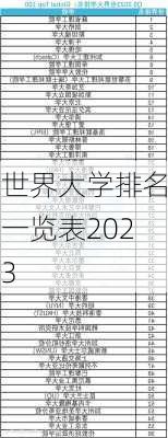 世界大学排名一览表2023