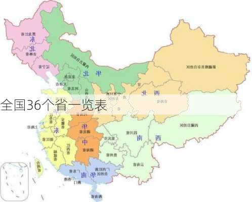 全国36个省一览表