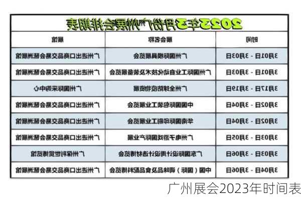 广州展会2023年时间表