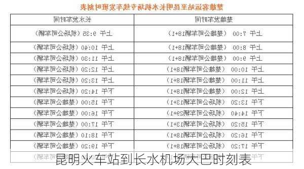 昆明火车站到长水机场大巴时刻表