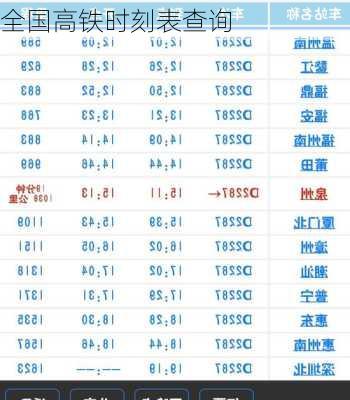 全国高铁时刻表查询