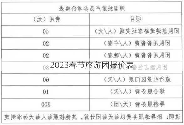 2023春节旅游团报价表