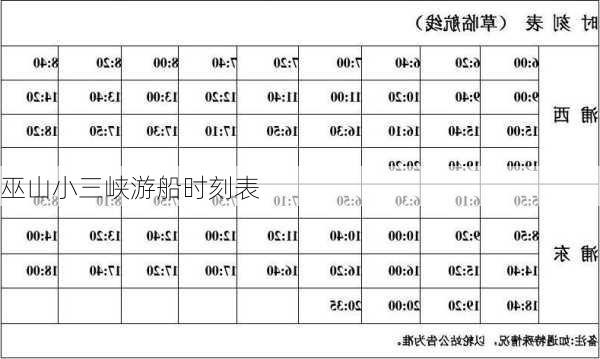 巫山小三峡游船时刻表