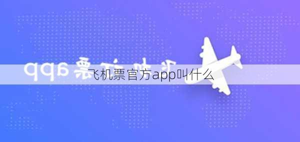 飞机票官方app叫什么