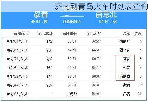 济南到青岛火车时刻表查询