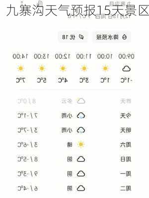 九寨沟天气预报15天景区