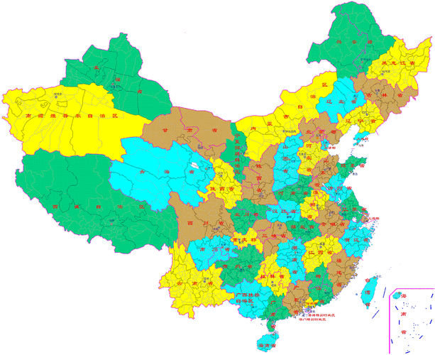 新版中国50省地图