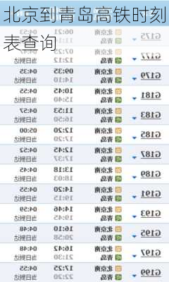 北京到青岛高铁时刻表查询