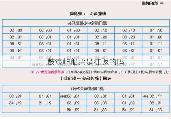 鼓浪屿船票是往返的吗